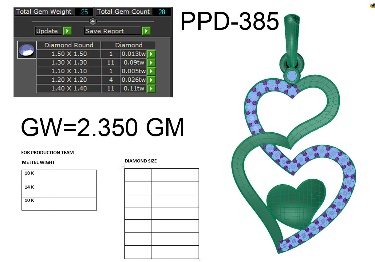 3D Jewelry Files Pendant Model 3DM STL PPD-385 DIA