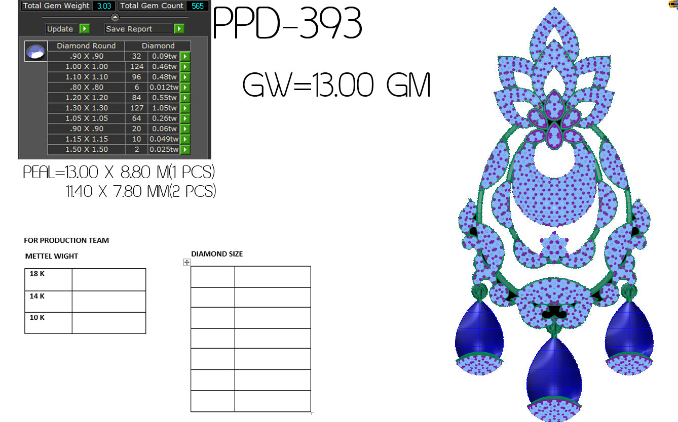 3D Jewelry Files Pendant Model 3DM STL PPD-393-DIA