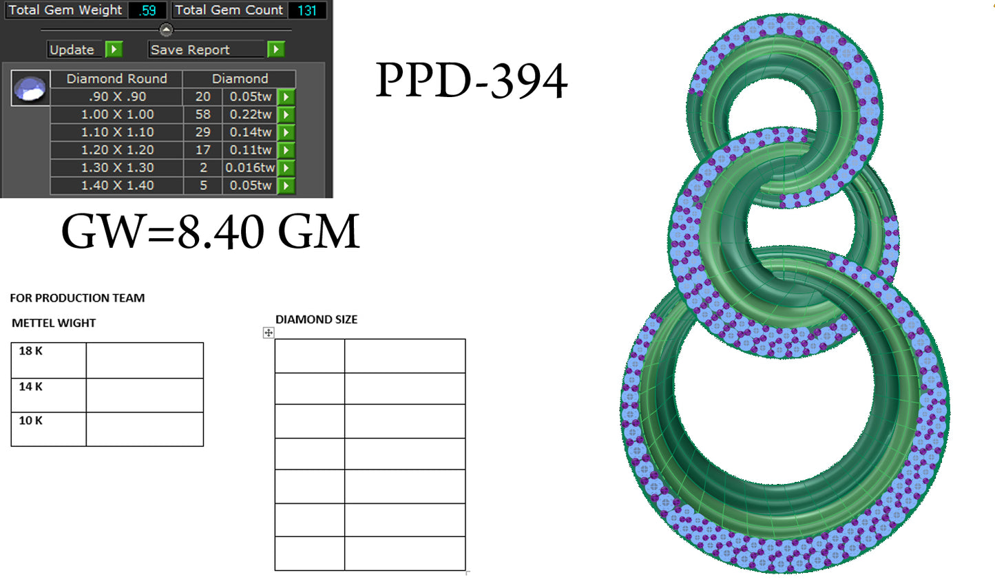 3D Jewelry Files Pendant Model 3DM STL PPD-394 DIA