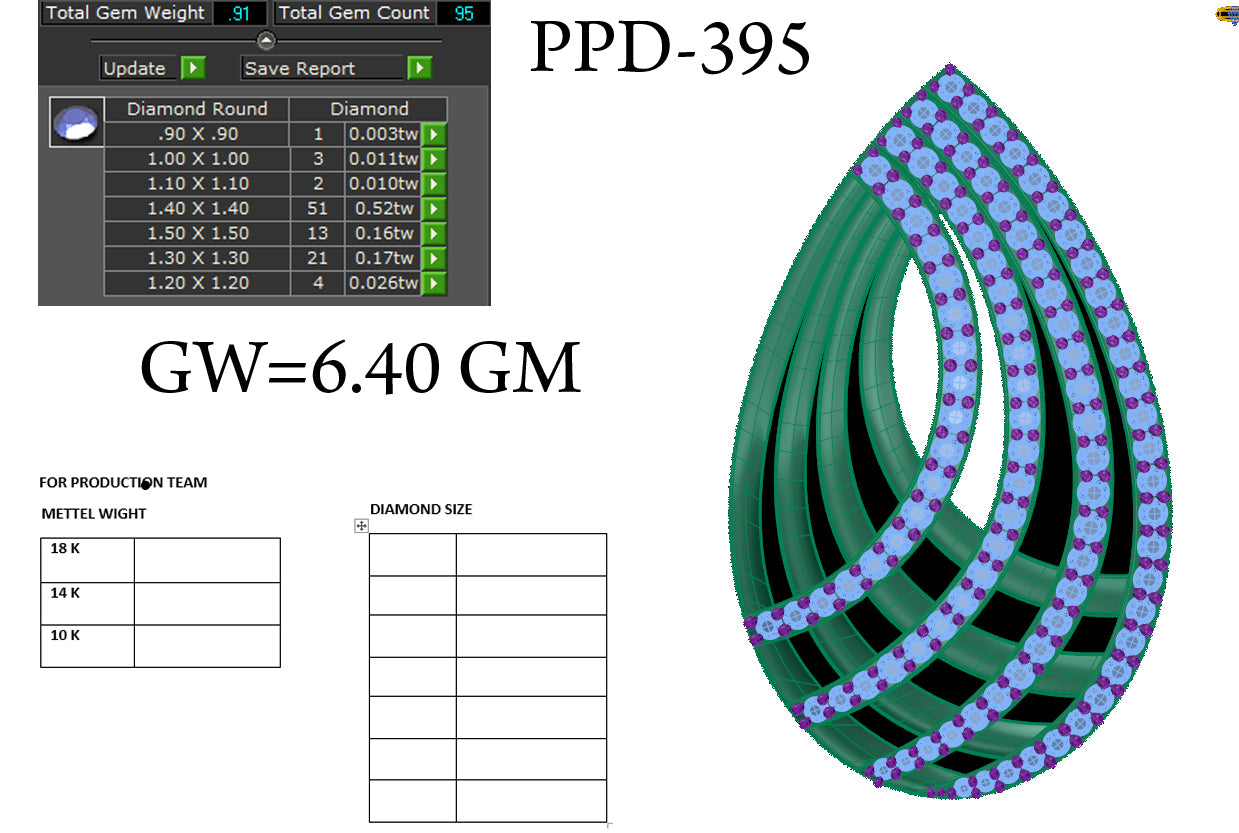 3D Jewelry Files Pendant Model 3DM STL PPD-395 DIA