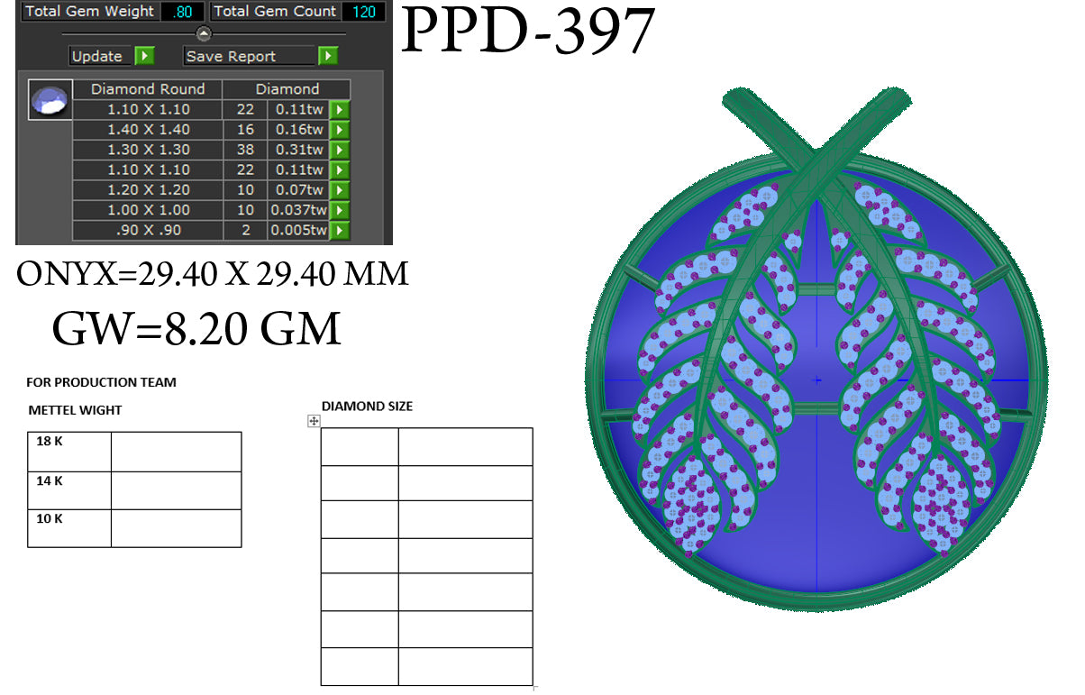 3D Jewelry Files Pendant Model 3DM STL PPD-397 DIA