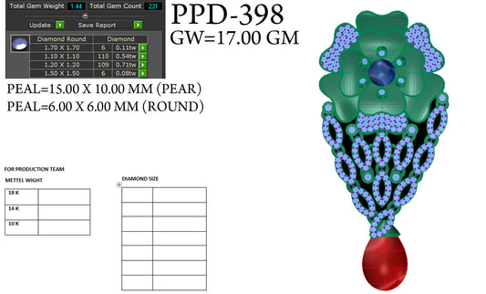 3D Jewelry Files Pendant Model 3DM STL PPD-398-DIA