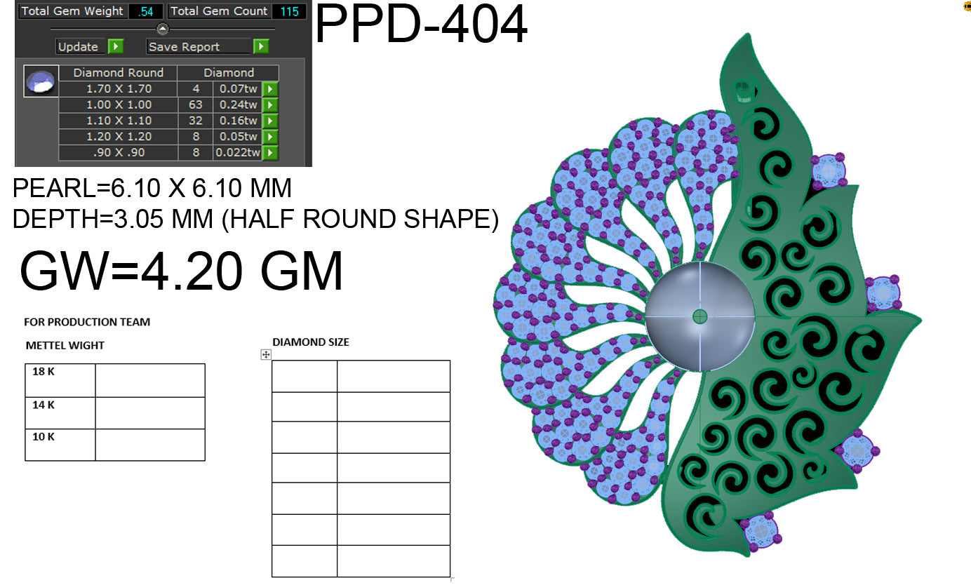 3D Jewelry Files Pendant Model 3DM STL PPD-404 DIA