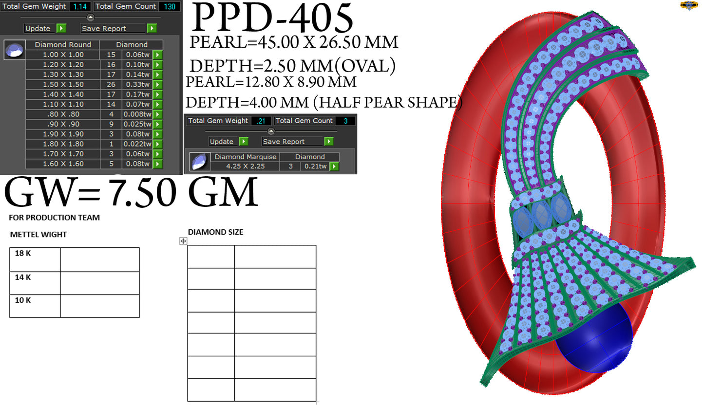 3D Jewelry Files Pendant Model 3DM STL PPD-405-DIA