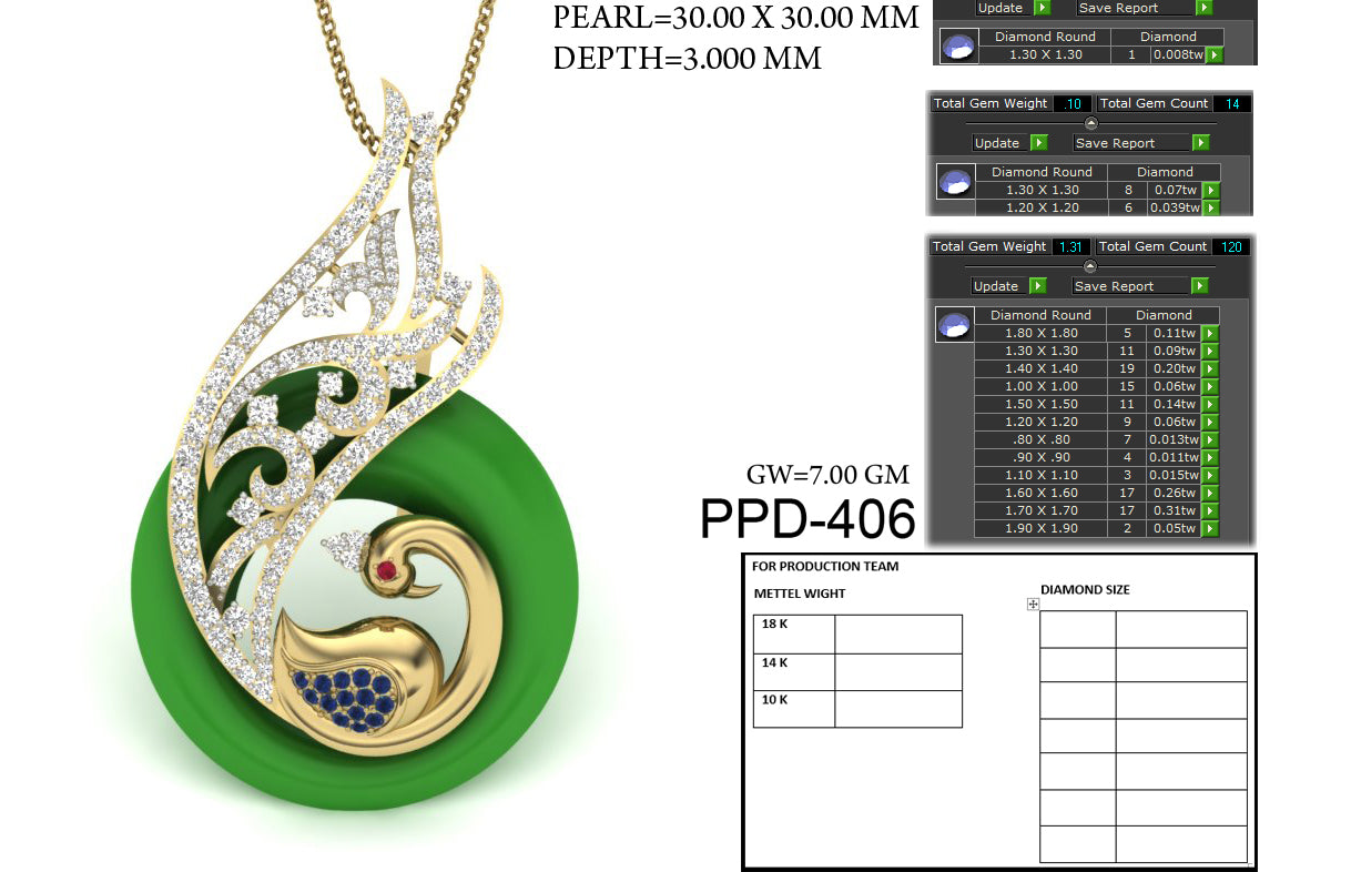 3D Jewelry Files Pendant Model 3DM STL PPD-406-DIA