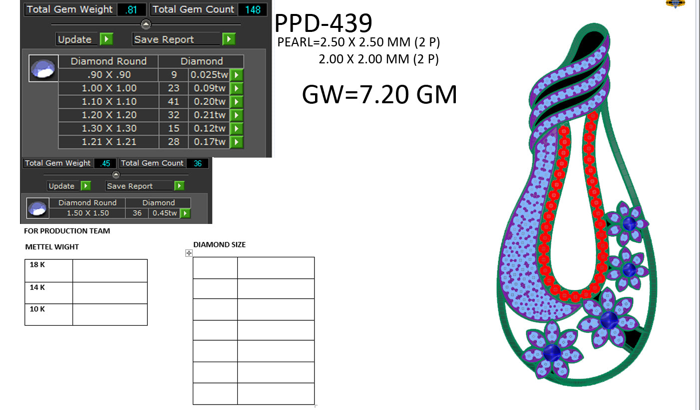 3D Jewelry Files Pendant Model 3DM STL PPD-439-DIA