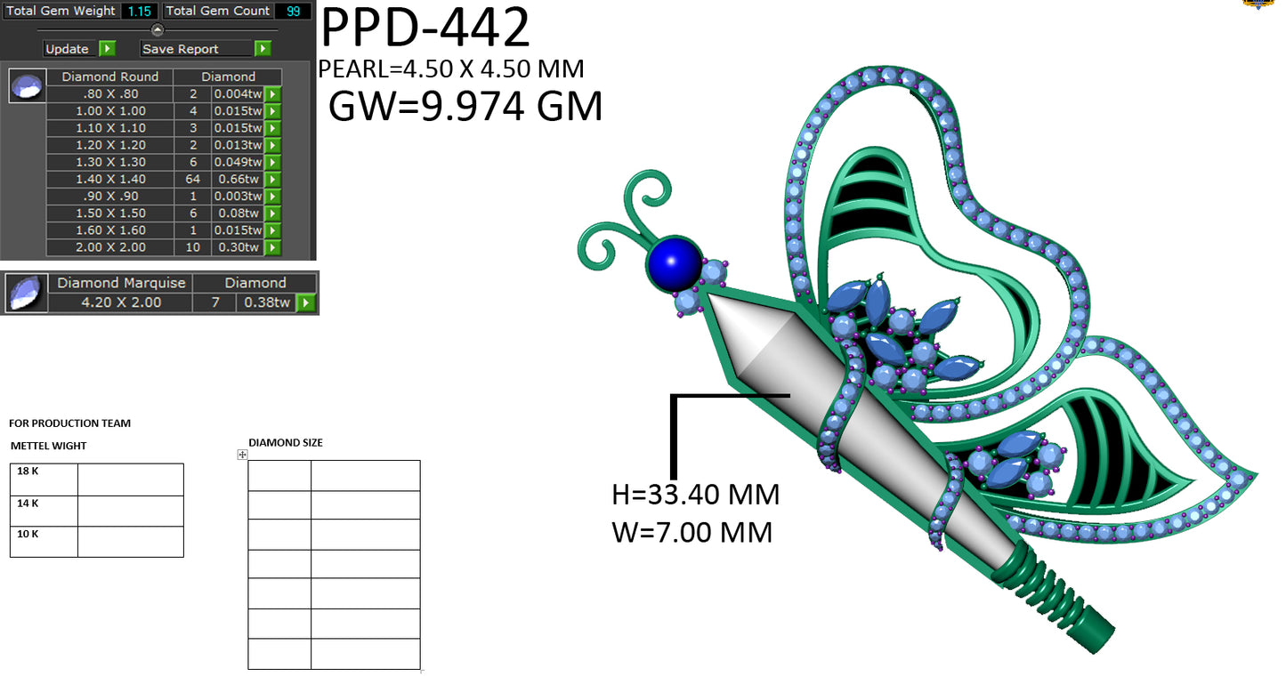 3D Jewelry Files Pendant Model 3DM STL PPD-442-DIA