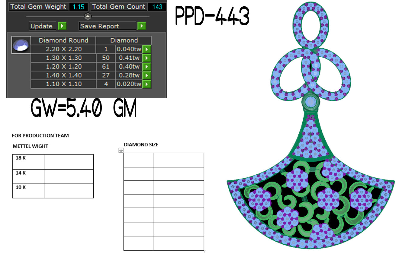 3D Jewelry Files Pendant Model 3DM STL PPD-443 DIA