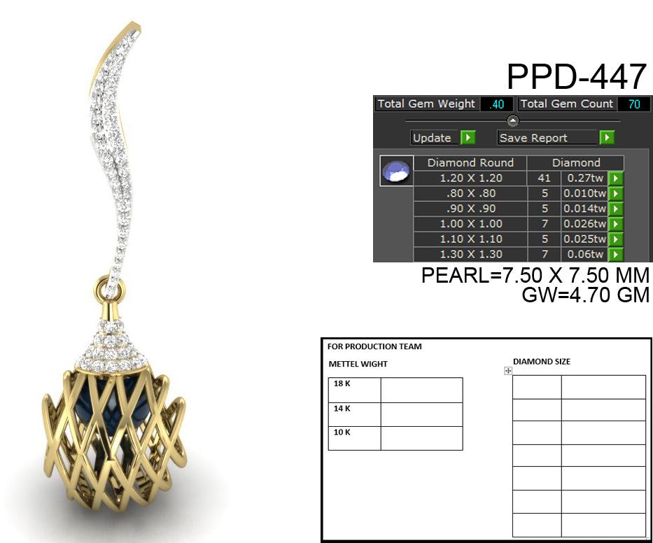 3D Jewelry Files Pendant Model 3DM STL PPD-447-DIA