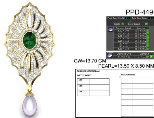 3D Jewelry Files Pendant Model 3DM STL PPD-449-DIA