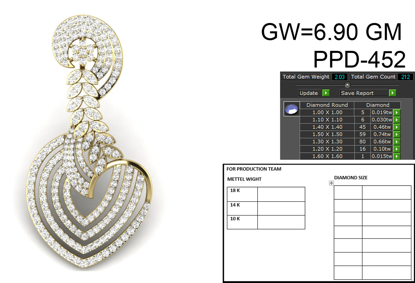 3D Jewelry Files Pendant Model 3DM STL PPD-452 DIA