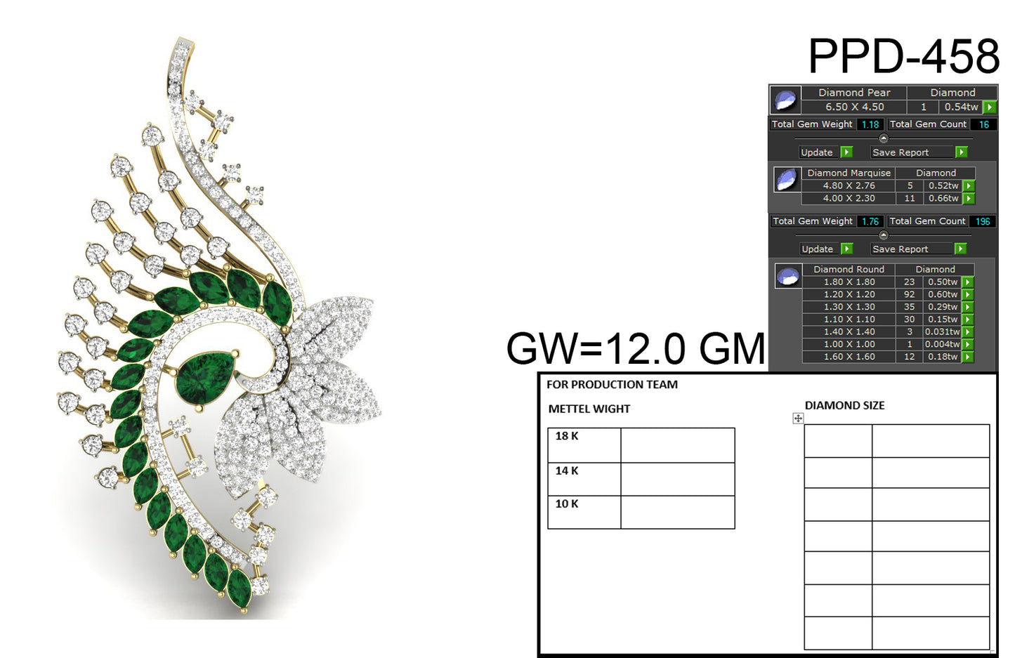 3D Jewelry Files Pendant Model 3DM STL PPD-458-DIA