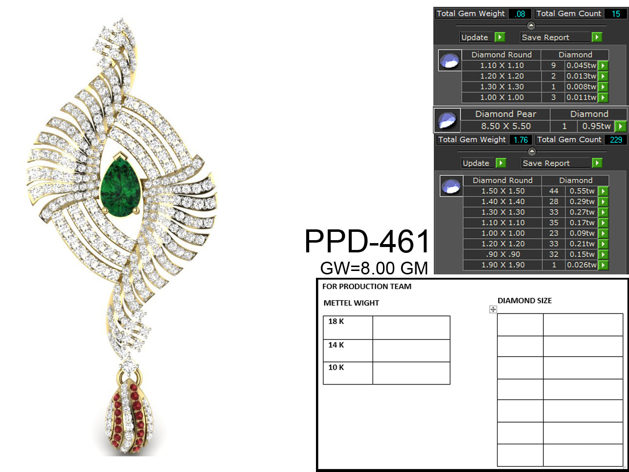 3D Jewelry Files Pendant Model 3DM STL PPD-461-DIA