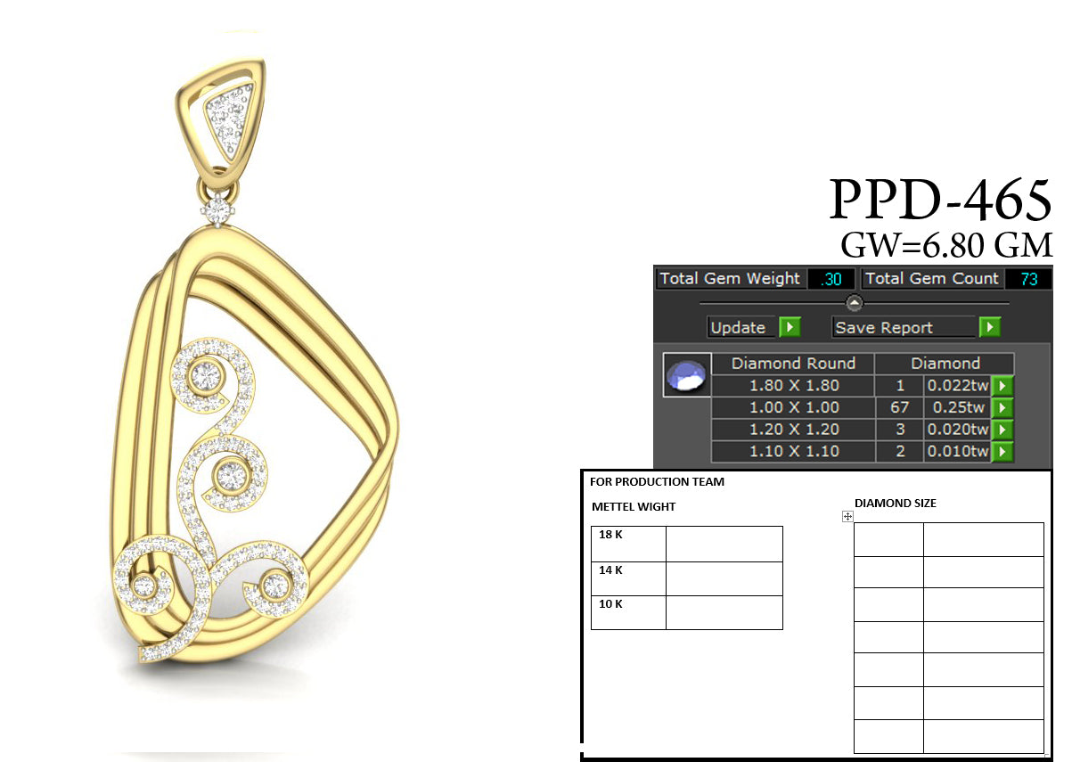 3D Jewelry Files Pendant Model 3DM STL PPD-465-DIA