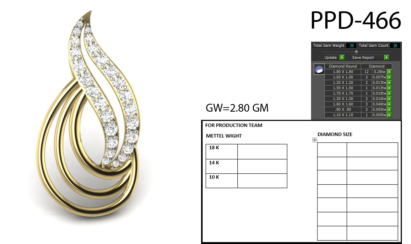 3D Jewelry Files Pendant Model 3DM STL PPD-466-DIA