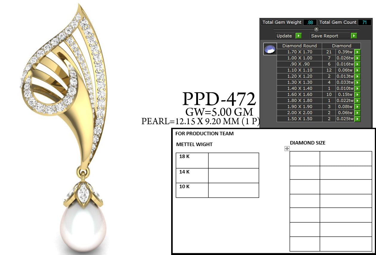 3D Jewelry Files Pendant Model 3DM STL PPD-472-DIA