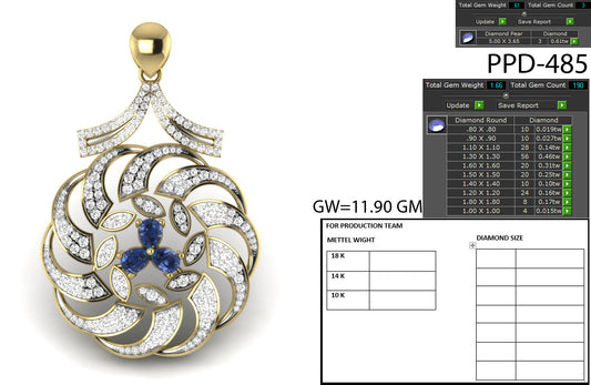 3D Jewelry Files Pendant Model 3DM STL PPD-485 DIA