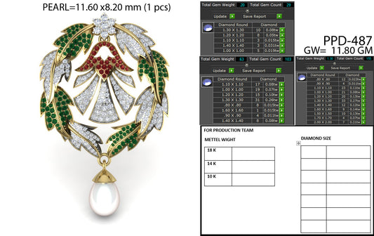 3D Jewelry Files Pendant Model 3DM STL PPD-487-DIA