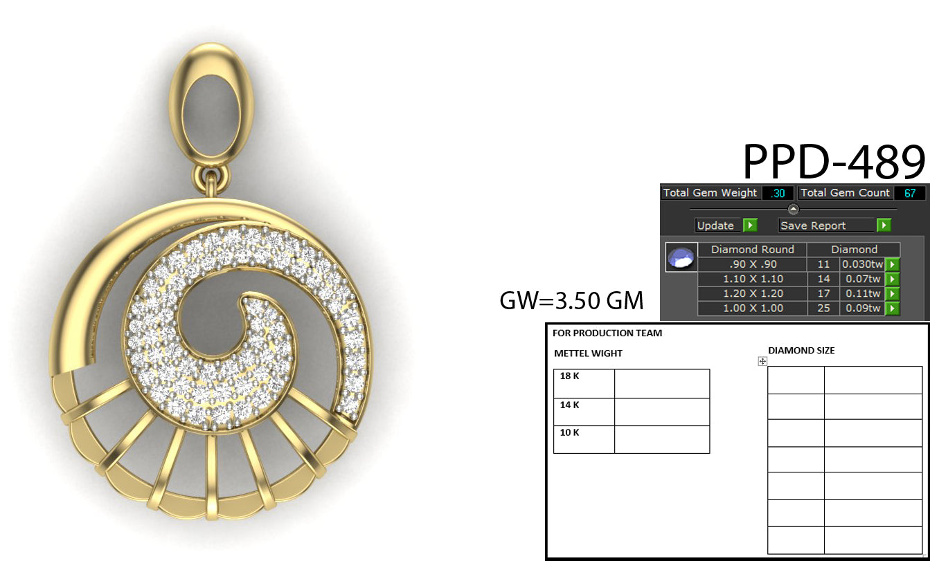 3D Jewelry Files Pendant Model 3DM STL PPD-489-DIA