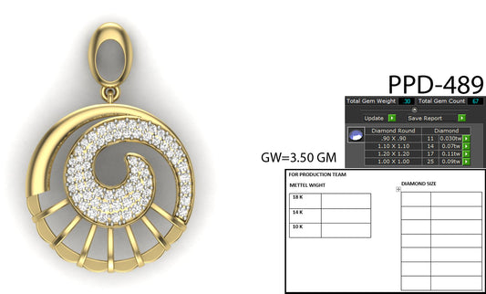 3D Jewelry Files Pendant Model 3DM STL PPD-489-DIA