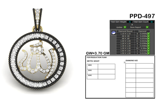3D Jewelry Files Pendant Model 3DM STL PPD-497-DIA