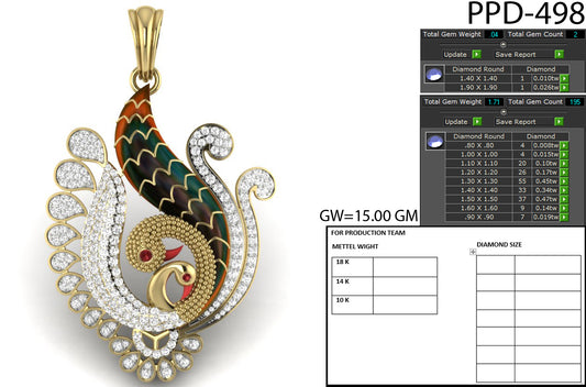 3D Jewelry Files Pendant Model 3DM STL PPD-498-DIA