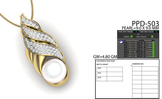 3D Jewelry Files Pendant Model 3DM STL PPD-503-DIA