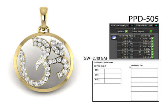 3D Jewelry Files Pendant Model 3DM STL PPD-505-DIA