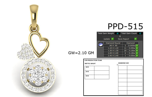 3D Jewelry Files Pendant Model 3DM STL PPD-515-DIA