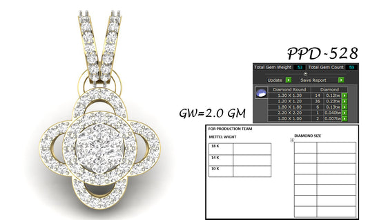 3D Jewelry Files Pendant Model 3DM STL PPD-528-DIA