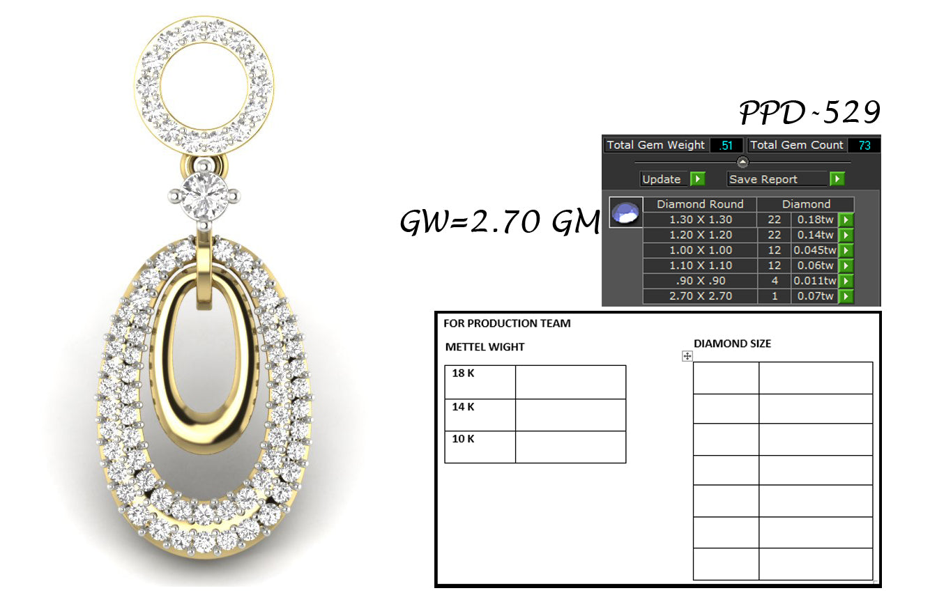 3D Jewelry Files Pendant Model 3DM STL PPD-529-DIA