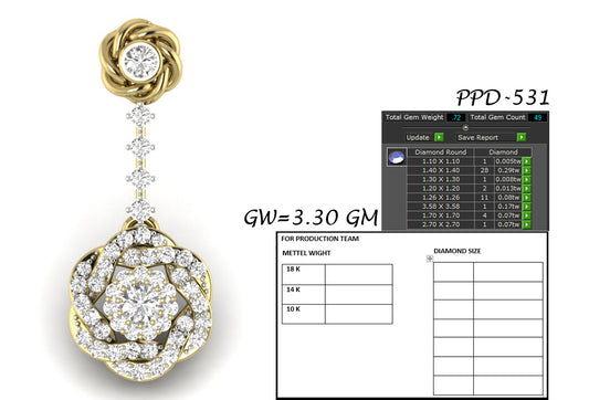 3D Jewelry Files Pendant Model 3DM STL PPD-531-DIA