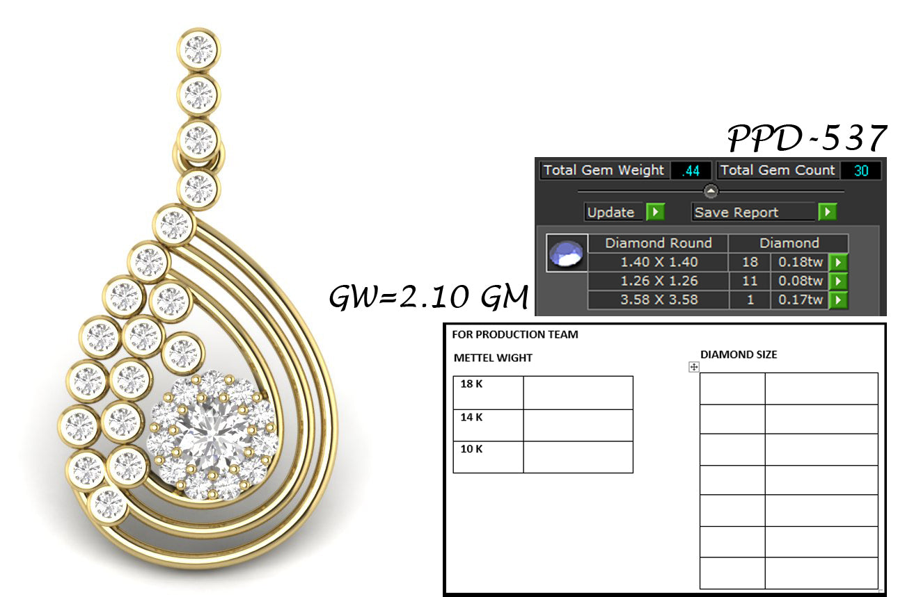 3D Jewelry Files Pendant Model 3DM STL PPD-537-DIA