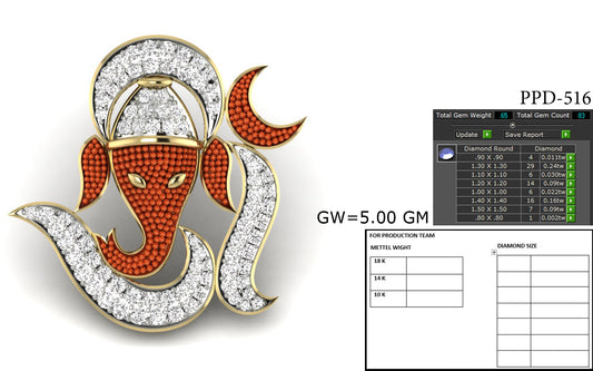 3D Jewelry Files Pendant Model 3DM STL PPD-540-DIA