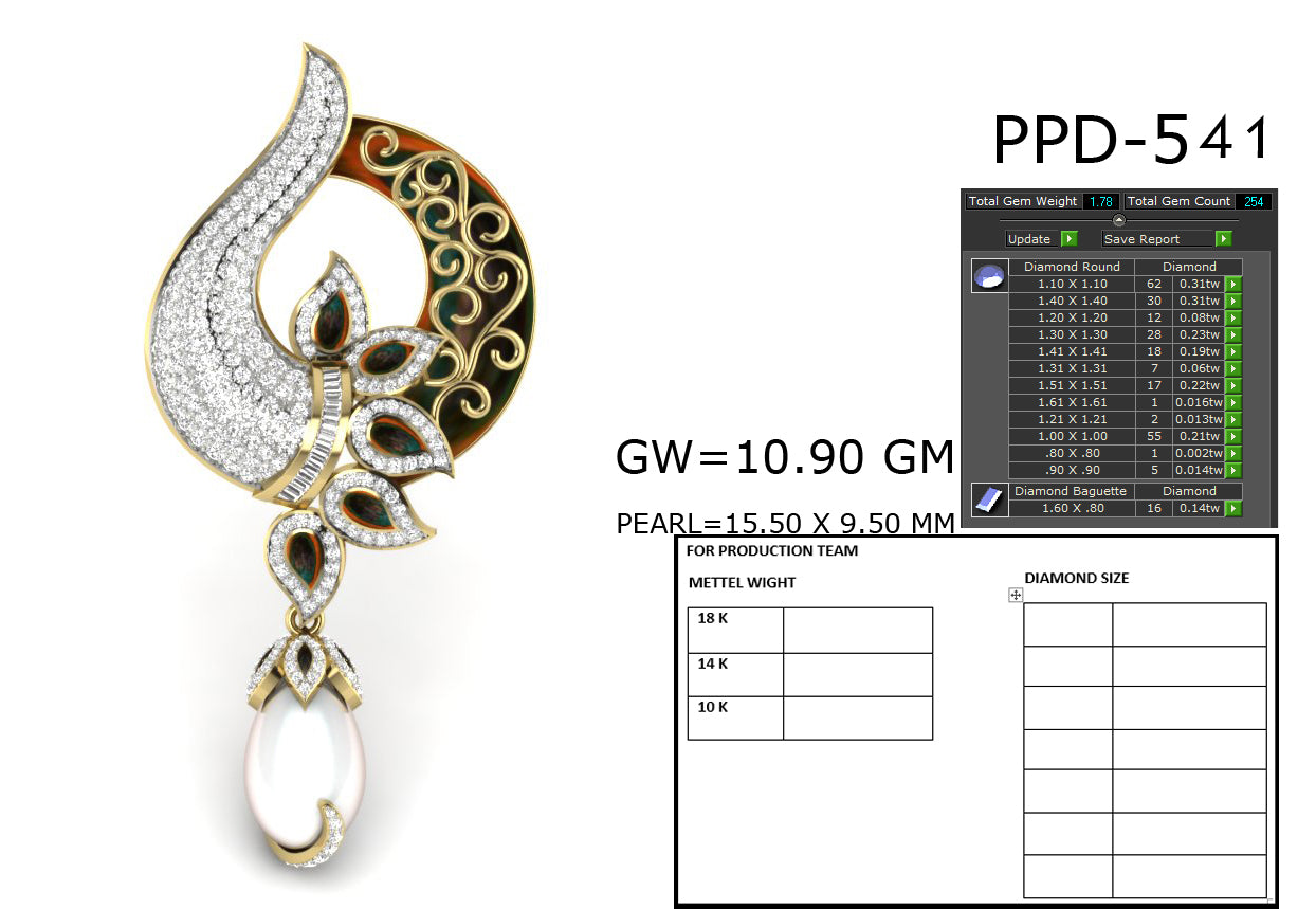 3D Jewelry Files Pendant Model 3DM STL PPD-541-DIA