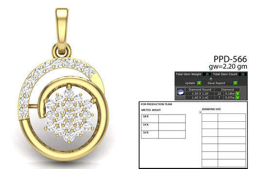 3D Jewelry Files Pendant Model 3DM STL PPD-566-DIA