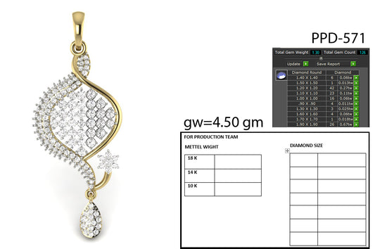 3D Jewelry Files Pendant Model 3DM STL PPD-571-DIA