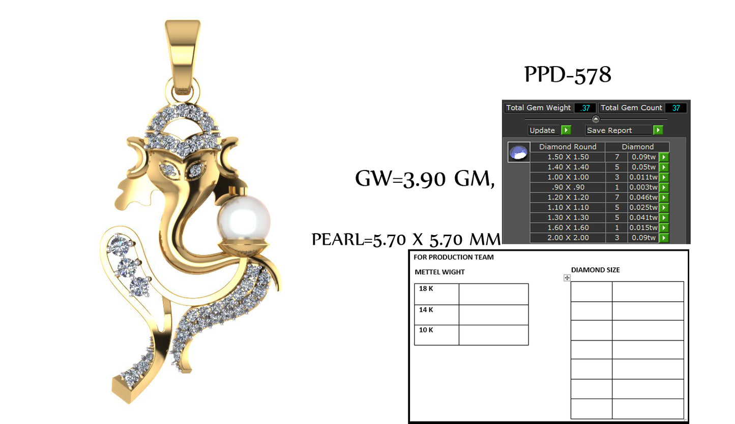 3D Jewelry Files Pendant Model 3DM STL PPD-578-DIA