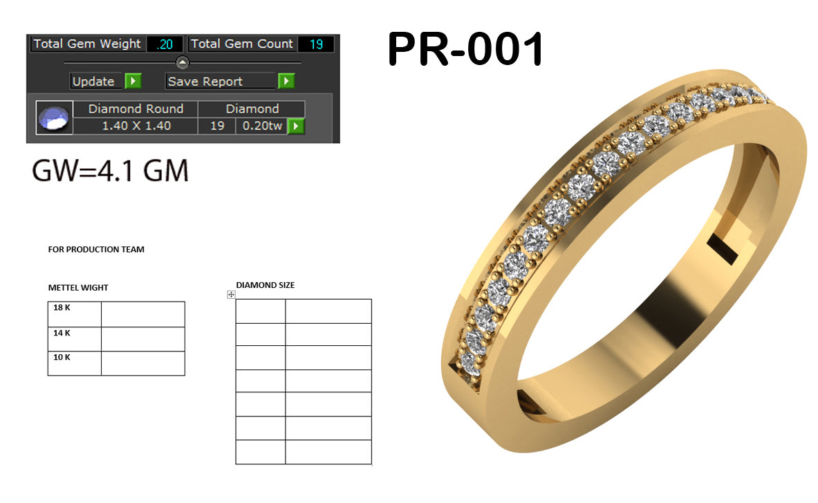 3D Jewelry Files Ring Model 3DM STL PR-001 DIA