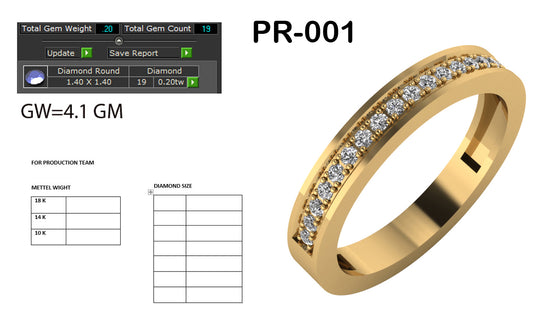 3D Jewelry Files Ring Model 3DM STL PR-001 DIA