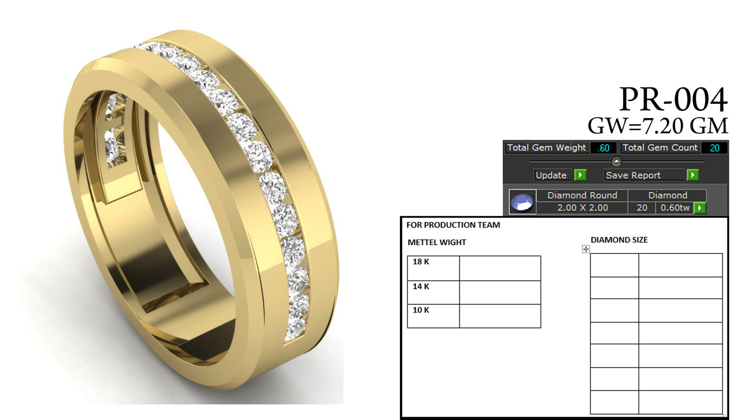 3D Jewelry Files Ring Model 3DM STL PR-004-DIA