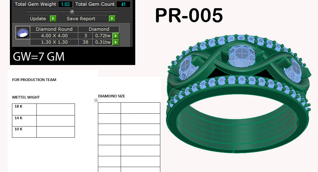 3D Jewelry Files Ring Model 3DM STL PR-005 DIA