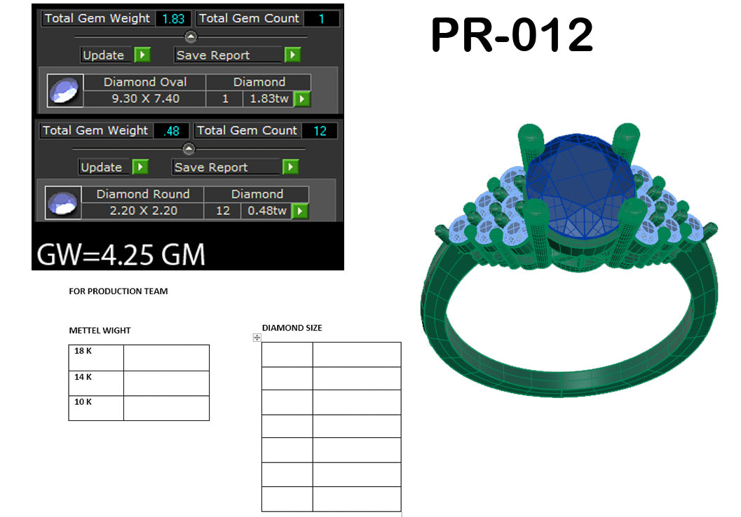 3D Jewelry Files Ring Model 3DM STL PR-012 DIA