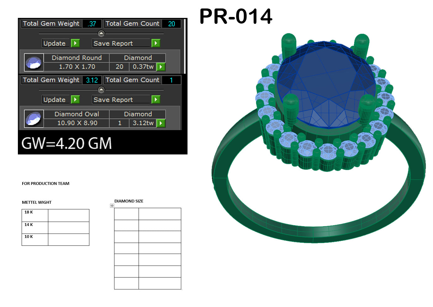 3D Jewelry Files Ring Model 3DM STL PR-014 DIA