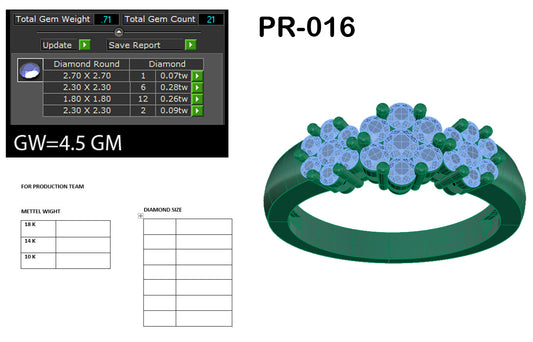 3D Jewelry Files Ring Model 3DM STL PR-016 DIA