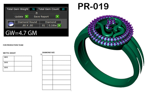 3D Jewelry Files Ring Model 3DM STL PR-019 DIA