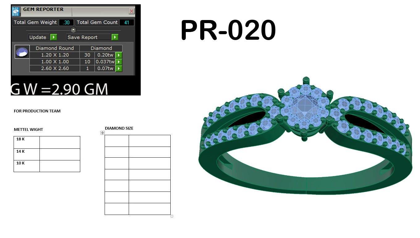 3D Jewelry Files Ring Model 3DM STL PR-020 DIA