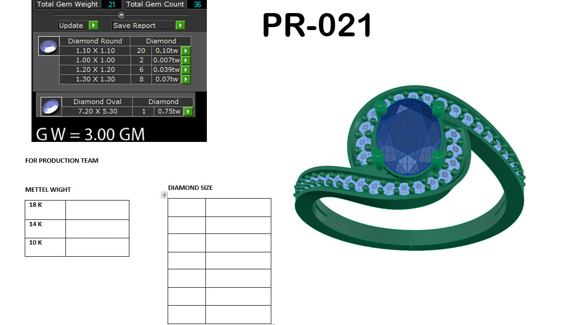 3D Jewelry Files Ring Model 3DM STL PR-021 DIA