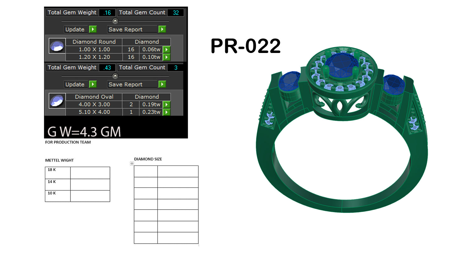 3D Jewelry Files Ring Model 3DM STL PR-022 DIA