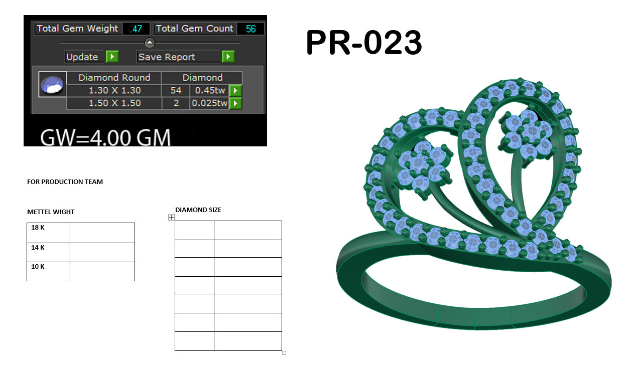 3D Jewelry Files Ring Model 3DM STL PR-023 DIA